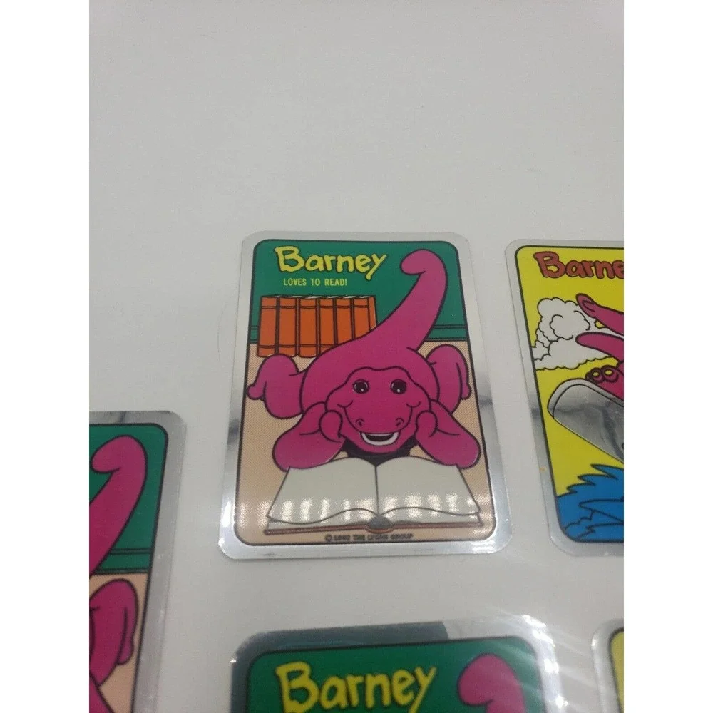 Vintage Stickers Lot of 5 BARNEY FOIL MYLAR Vending Machine Sticker VTG 1992